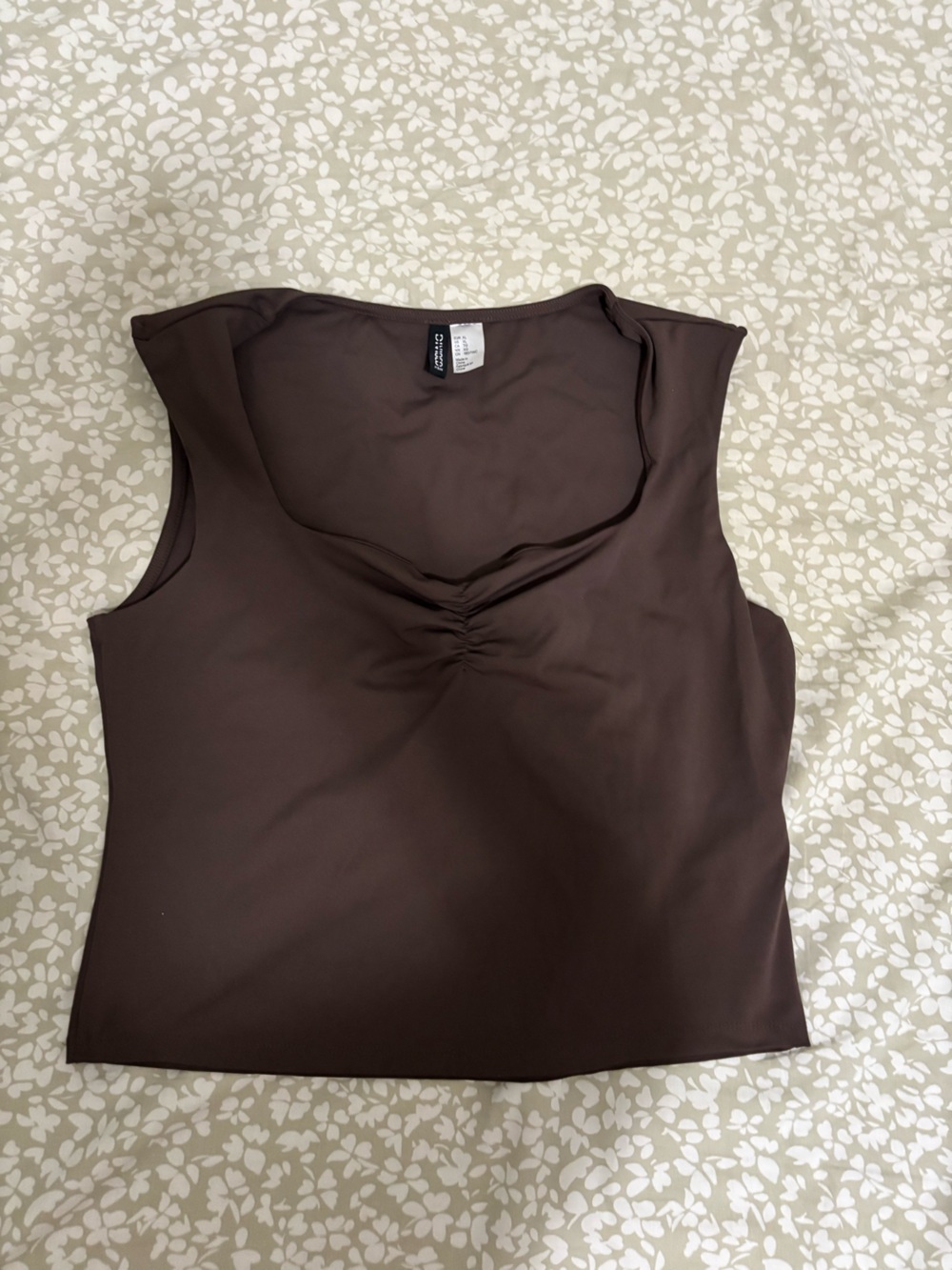 Divided Brown Sleeveless Ribbed Tank